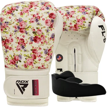 Боксерские перчатки RDX FL-6 WHITE-10 унций (капа в комплекте)