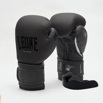 Боксерские перчатки Leone GN059 Black/White 10 унций (капу в комплекте)