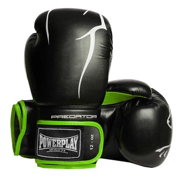 Боксерські рукавиці PowerPlay 3018 Jaguar чорні/зелені 12 унцій (PP_3018_12oz_Black/Green)