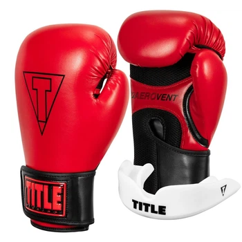 Боксерские перчатки TITLE Boxing Vegan Gloves Red/Black 8 oz (капа в комплекте)