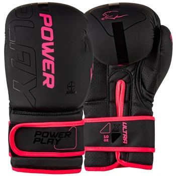 Боксерские перчатки PowerPlay 3024 Ultra Mat Черно-Розовые 8 унций