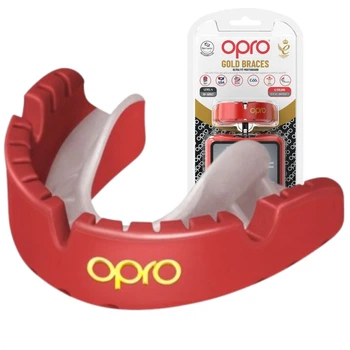Капа OPRO Gold Braces для брекетів доросла червона/перламутрова (Gold_Braces_Red/Pearl)