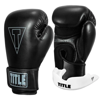 Боксерские перчатки TITLE Boxing Vegan Gloves Black 8 oz (капа в комплекте)