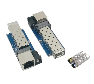 Комплект медіаконвертерів SFP↔RJ45 + 2 BIDI SFP модулі 1.25G 3KM LC, Ethernet по оптоволокну, 5-24V