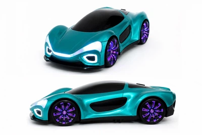 Машинка на радіокеруваннні POWER MOTORS електромобіль із зарядною станцією та з світло-звуковими ефектами і парогенератором бірюзова (PM3419)