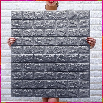 Самоклеящиеся 3D панели Серая кирпич 70×77см