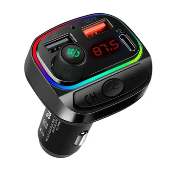 Автомобільний FM-модулятор TeoTeeo C14 ФМ трансмітер з Bluetooth 5.0 Type-C швидкою зарядкою QC 3.0 чорний (SKU-098)