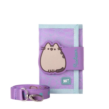 Детский кошелек на липучке для девочек YES Pusheen 533380 Детские кошельки для школьника на молнии текстиль фиолетовый