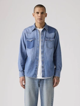 Рубашка хлопковая мужская Levi`s 895690840 L Синяя (1159864646)