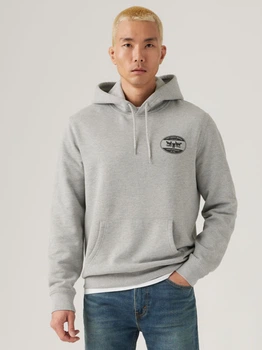 Худи на флисе мужское Levi`s 533928872 S Серое (1159911499)