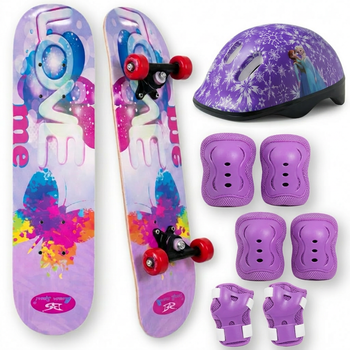 Скейтборд детский с защитой и шлемом 3в1 для девочки LOVE SP-Sport 1407-9 Multicolor-Violet