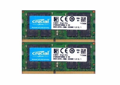 Комплект оперативної пам'яті для ноутбука Crucial 64GB (2x32GB) DDR4 2666MHz SO-DIMM (CT32G4SFD8266.16FB2)