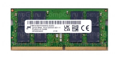 Оперативна пам'ять для ноутбука Micron 32GB DDR4 3200MHz SO-DIMM 2Rx8 (MTA16ATF4G64HZ-3G2E2)