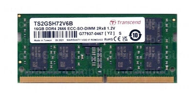 Оперативная память для ноутбука Transcend 16GB DDR4 2666MHz SO-DIMM ECC 2Rx8 (TS2GSH72V6B)