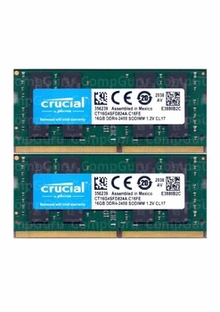 Комплект оперативной памяти для ноутбука Crucial 32GB (2x16GB) DDR4 2400MHz SO-DIMM (CT16G4SFD824A.C16FE)