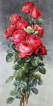 Алмазная мозаика Красные розы, 40×80 см, полная выкладка, квадратные камни, на подрамнике
