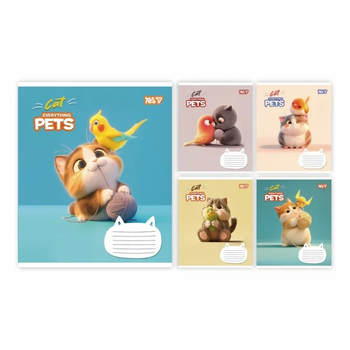 Зошит 12 аркушів коса лінія YES Cat and pets №768702