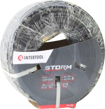 Шланг компрессора 10х17мм. 20Атм. 20м. (Intertool) (резиновый усил.) (PT-1735)