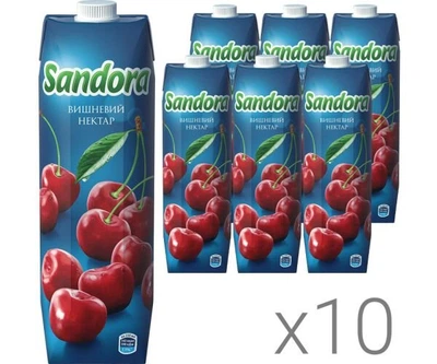 Sandora, Упаковка 10 шт. х 0,95 л, Нектар Вишневий натуральний Сандора