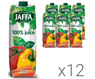 Упаковка овощного сока 100% Овощной микс Jaffa Vegetable Mix, 12 шт. х 0,95 л