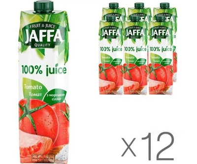 Упаковка томатного сока Jaffa Tomato с морской солью, 12 шт. х 0,95 л