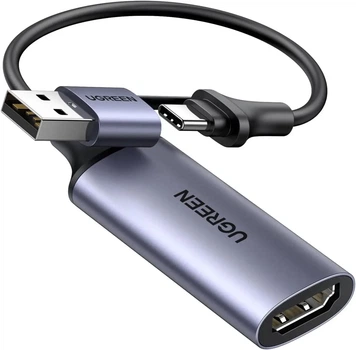 Карта видеозахвата UGREEN HDMI, вход 4K HD, совместима с VR-камерами Sony, компьютерами Switch/PS5, смартфонами, планшетами для игр и записи прямых трансляций в Douyin, преобразует сигнал в USB/Type-C.