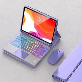 Чехол с клавиатурой с подсветкой и мышкой FegishCase Apple iPad Pro 11 (2022) Ukrainian keyboard, Purple