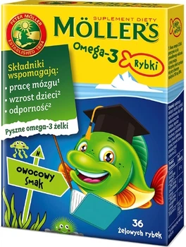 Suplementy diety Mollers Omega-3 Rybki żelki z witaminą D3 Owocowe 36 szt (7070866026110)
