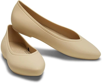 Жіночі балетки Crocs Brooklyn Flat Chai (39-40, бежевий)