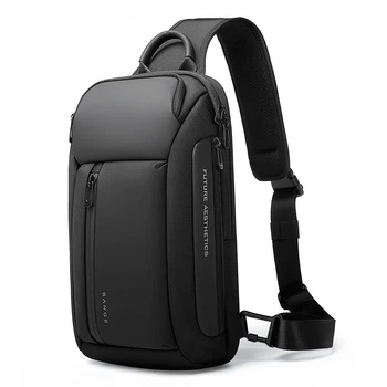 Однолямочный рюкзак через плечо Bange BG-7566 7л Сумка-слинг с USB-разъемом Black (19367)