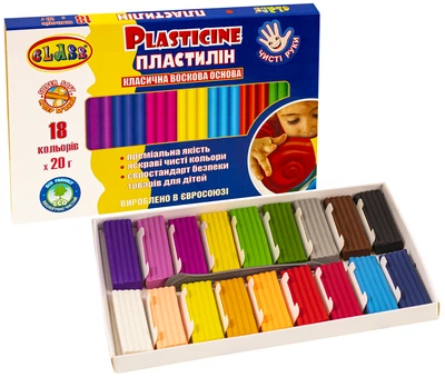 Пластилин Class Чистые руки Maxi 18 цветов со стеком 360 г (7660C) (8591662766004)