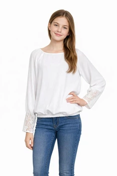 Блузка для девочки с длинным рукавом Sly 124/S/18 белый 164