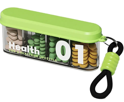 Органайзер для таблеток с ремешком MEMOSAN Health 01 Portable Pill Organizer with Lanyard водонепроницаемый с 4 отделениями