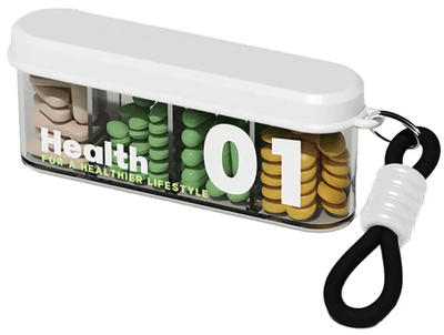 Органайзер для таблеток с ремешком MEMOSAN Health 01 Portable Pill Organizer with Lanyardводонепроницаемый с 4 отделениями