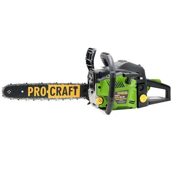Бензопила Procraft GS50, 2100 Вт, шина 400 мм, 1 ланцюг, двотактний двигун 49,3 см³