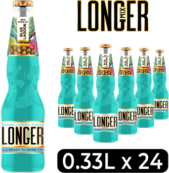 Упаковка слабоалкогольного напою LONGmixER Blue Lagoon 7% 0.33 л х 24 шт (4820268610775)
