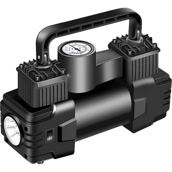 Автомобільний компресор U&P Halfsun SCK619 Black 12В 50 л хв 150 PSI насос для шин автостоп LED ліхтар автомобільний компресор для авто позашляховика накачування коліс мячів човнів матраців компактний повітряний насос з насадками