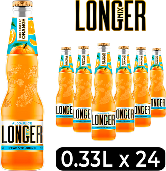 Упаковка слабоалкогольного напою LONGmixER Апельсин 7% 0.33 л х 24 шт (4820201996256)