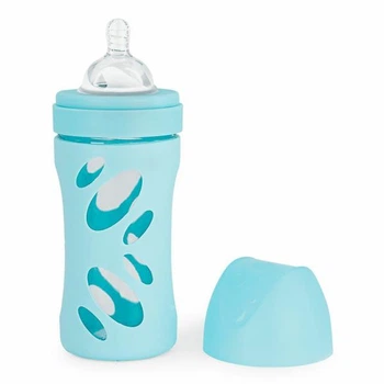 Стеклянная бутылочка антиколиковая Twistshake 260 мл 2m+ с силиконовой соской голубой (78583) 5250206