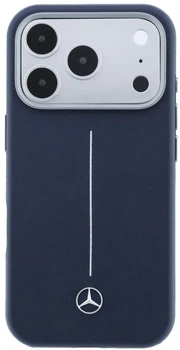 Чохол для смартфона Mercedes-Benz Leather Semi Wrap Iconic Line MagSafe для Apple iPhone 17 Pro Max Navy Blue (3666339617820)