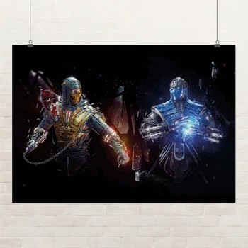 Постер Мортал Комбат, Сабзіро та Скорпіон, Mortal Kombat, Scorpion, Sub-Zero, декор кімнати геймера, A3 30×42 см (id1647)