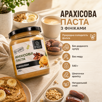 Арахисовая паста с финиками 540 г натуральная кранч без добавленного сахара