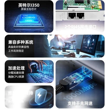 Двопортова гігабітна мережева карта FLYBISH PCIe X4 з чіпом Intel I350AM2, порт сервера I350-T2V2 для промислових камер, систем машинного зору та промислової автоматизації