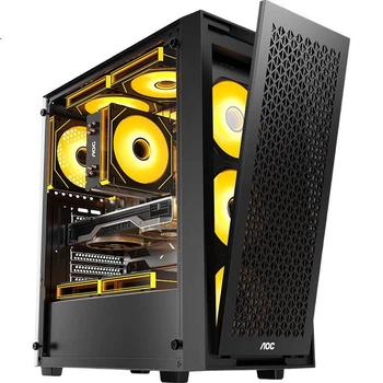 Игровой корпус AOC CG276B для настольных ПК (материнская плата ATX, быстросъемная панель на магнитах, 8 мест для вентиляторов, боковая панель из стекла, поддержка водяного охлаждения 240 мм, многоканальная сетчатая вентиляция)