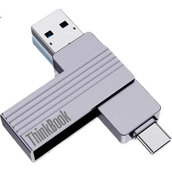 USB-флеш-накопитель ThinkPad Lenovo Thinkbook 512 ГБ с твердотельным накопителем, скоростью передачи данных 1000 МБ/с, двухканальный интерфейс USB 3.2 Type-C, универсальный флеш-накопитель для телефонов и компьютеров BU200