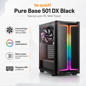 Корпус для ПК be quiet! Pure Base 501 DX Midi-Tower без БП ATX/MicroATX/Mini-ITX Black (BGW76)
