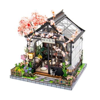 Румбокс Весняна теплиця з сакурою Інтер'єрний конструктор Sakura Greenhouse DIY Miniature House Kit M-2621