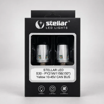 Помаранчеві LED повороти в червоному ліхтарі 1156 (BAU15S / PY21W) 150° для сертифікації авто з США, canbus, 2шт — STELLAR S30