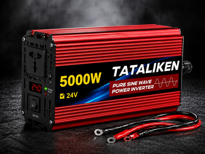 Инвертор напряжения TATALIKEN 24V–220V 5000W (2000W номинал), чистая синусоида для ноутбука, котла, холодильника и мощной бытовой