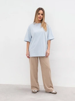 Футболка из плотного 100% хлопка «Бейсик» ROMASHKA Светло-голубой, One size Tall, 20447